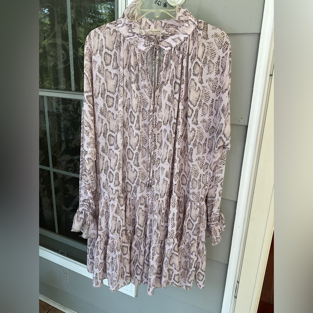 Saints & hearts Chic Long Sleeve Snake Print Dress smock 30” across 1X tunic EUC